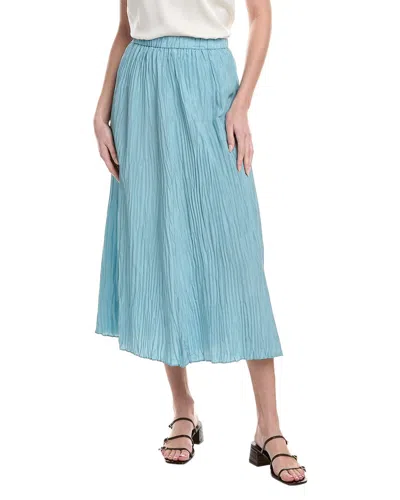 Eileen Fisher Pleated Silk Flare Skirt In Green