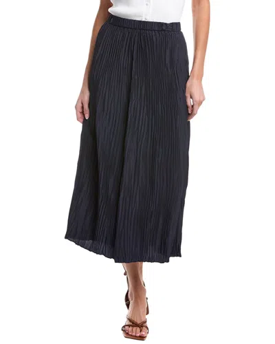 Eileen Fisher Pleated Silk Flare Skirt In Navy