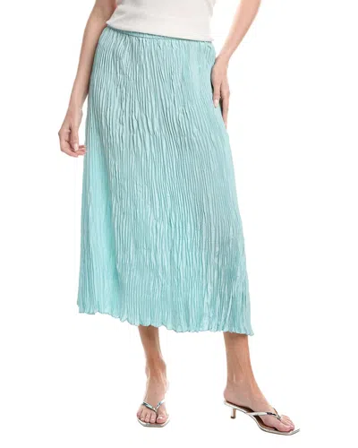 Eileen Fisher Pleated Silk Flare Skirt In Green