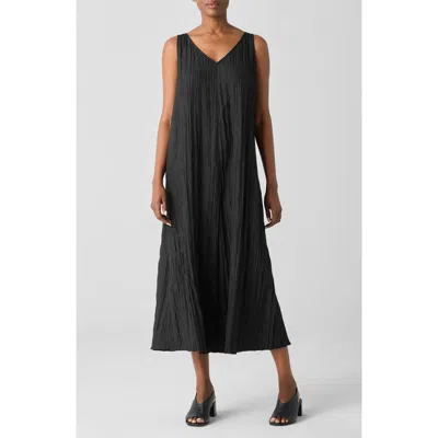 EILEEN FISHER EILEEN FISHER PLEATED SILK MIDI DRESS