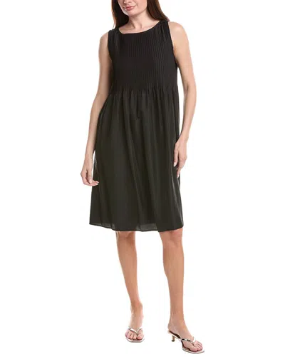 Eileen Fisher Pleated Silk Midi Dress In Animal Print