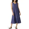Eileen Fisher Pleated Silk Midi Dress In Bluette