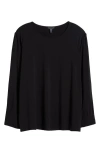 Eileen Fisher Pleated Sleeve Top In Black