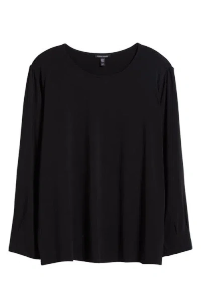 Eileen Fisher Pleated Sleeve Top In Black