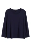 Eileen Fisher Pleated Sleeve Top In Ink