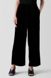 Eileen Fisher Pleated Velvet Ankle Wide Leg Pants In Black
