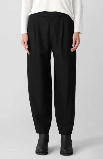 Eileen Fisher Pleated Wool Lantern Ankle Pants In Black