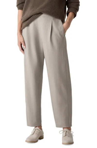 Eileen Fisher Pleated Wool Lantern Ankle Pants In Dove