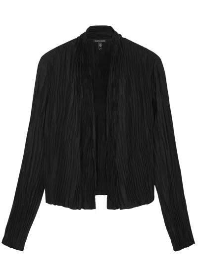 Eileen Fisher Plissé Silk Jacket In Black