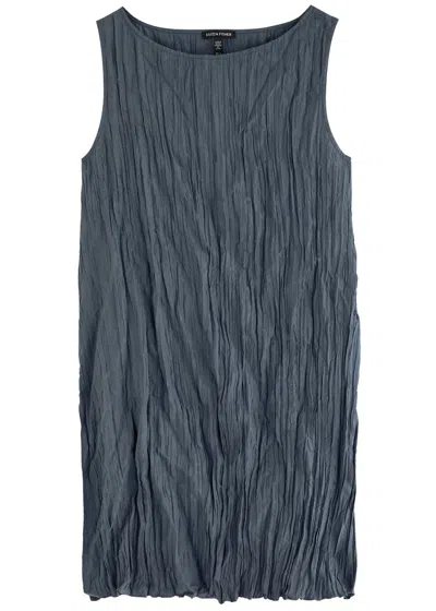Eileen Fisher Plissé Silk Tunic In Blue