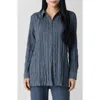 Eileen Fisher Petite Crinkled Side-slit Habotai Silk Shirt In Eclipse