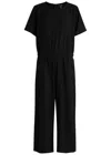 Eileen Fisher Round Neck Wide Leg Jumpsuit In Black
