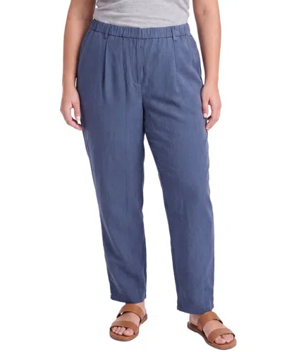 Eileen Fisher Plus Ankle Linen & Silk-blend Pant In Blue