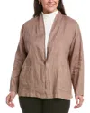 Eileen Fisher Plus Button Jacket In Tan
