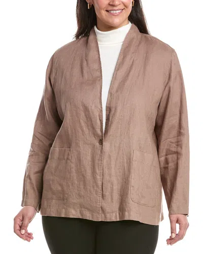 Eileen Fisher Plus Button Jacket In Tan