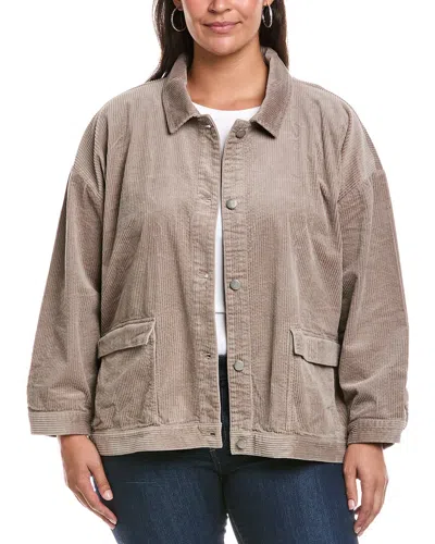 Eileen Fisher Plus Classic Collar Jacket In Gray