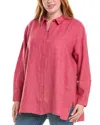 Eileen Fisher Plus Classic Collar Linen Shirt In Pink