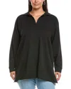 Eileen Fisher Plus Stand Collar Silk Tunic In Black