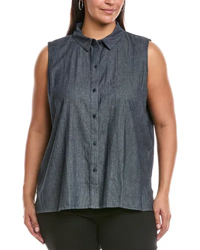 Eileen Fisher Plus Classic Shirt In Blue