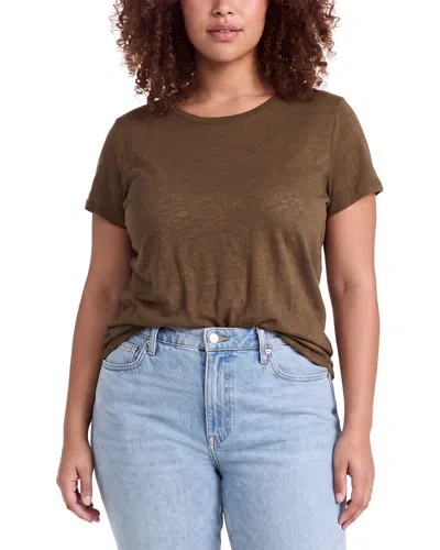 Eileen Fisher Plus Crewneck Linen T-shirt In Brown