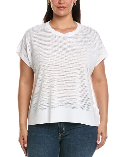 Eileen Fisher Plus Crewneck Linen-blend Vest In White