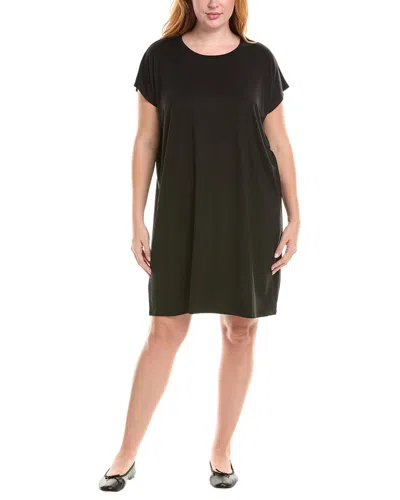 Eileen Fisher Plus Crewneck Short Boxy Mini Dress In Black