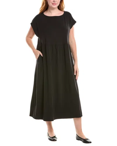 Eileen Fisher Plus Gathered Flare Dress In Black