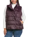 Eileen Fisher Plus High Collar Vest In Brown