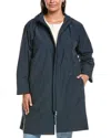 Eileen Fisher Plus Hooded Coat In Blue