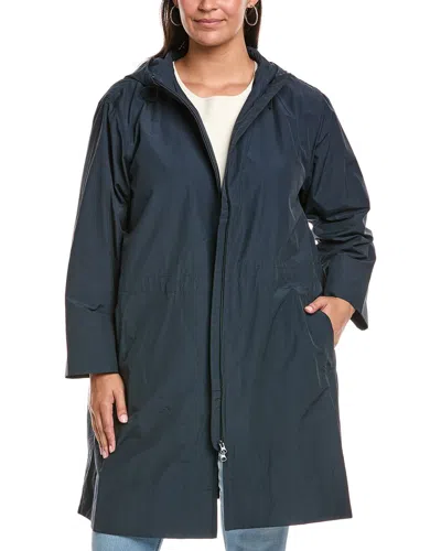 Eileen Fisher Plus Hooded Coat In Blue