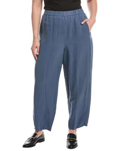 Eileen Fisher Plus Linen & Silk-blend Ankle Lantern Pant In Blue