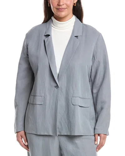 Eileen Fisher Plus Linen & Silk-blend Blazer In Gray