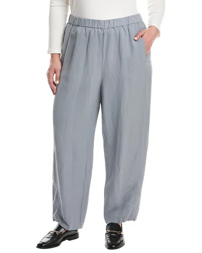 Eileen Fisher Plus Linen & Silk-blend Ankle Lantern Pant In Blue