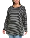 Eileen Fisher Stripe Long Sleeve Crewneck Top In Black