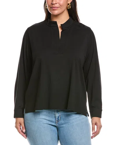 Eileen Fisher Plus Mandarin Collar Top In Black