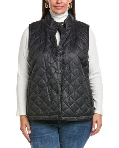 Eileen Fisher Reversible Quilted Stand-collar Vest In Black