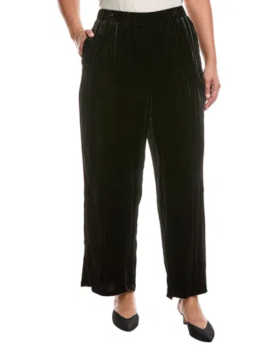 Eileen Fisher Plus Silk-blend Wide Ankle Pant In Black