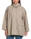 Eileen Fisher Plus Stand Collar Coat In Neutral