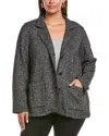 Eileen Fisher Plus Stand Collar Jacket In Gray