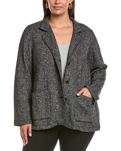 Eileen Fisher Organic Cotton Terry Stand Collar Jacket In Gray