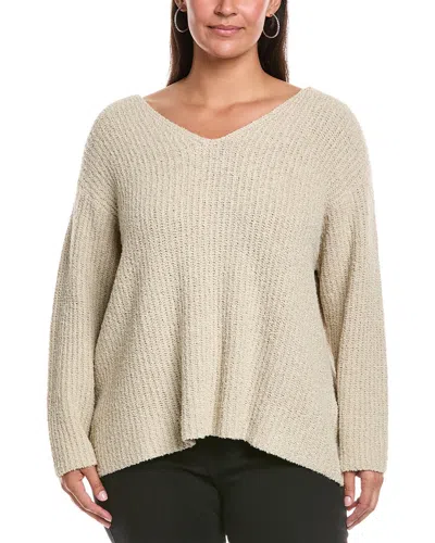 Eileen Fisher Plus V-neck Cashmere-blend Sweater In Neutral