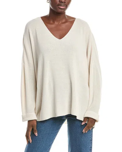 Eileen Fisher Plus V-neck Pullover In White