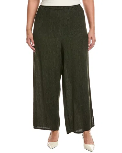 Eileen Fisher Plisse Wide Ankle Pants In Green