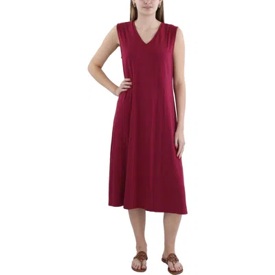 Eileen Fisher Plus Womens Jersey Sleeveless Midi Dress In Multi