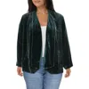 Eileen Fisher Plus Womens Velvet Drapey Open-front Blazer In Green