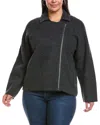 Eileen Fisher Plus Wool Moto Jacket In Black