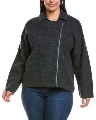 Eileen Fisher Plus Wool Moto Jacket In Black