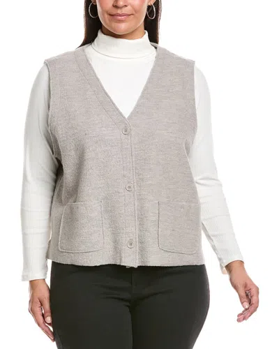 Eileen Fisher Plus Wool Vest In Gray