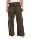Eileen Fisher Plus Wool Wide Pant In Brown