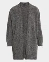 Eileen Fisher Open Front Brushed Cardigan In Meteor
